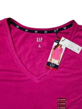 GAP NWT XL Pink V Neck Spring Classic Short Sleeve Slub Tee Extra Large
